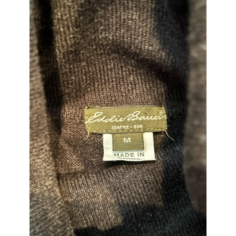 Eddie Bauer Sweater Womens M Cotton Cashmere Blend Black Turtleneck Pullover